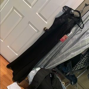 Long split black evening gown